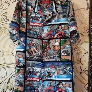 Ed Hardy XL casual men's shirt RP55 Jeans Co Graphic Brooklyn Comic Button Down